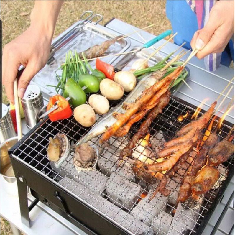 Bếp nướng than hoa nướng ngoài trời BBQ TL-353 chất liệu inox cao cấp- Có Chân Đế, Tay Cầm Xếp Gọn Tiện Lợi -LB2910211