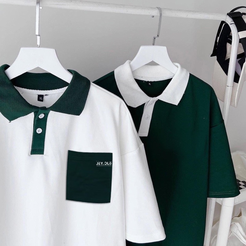 Áo Thun Polo Unisex JAY.CLO màu XANH LÁ/TRẮNG/ĐEN form rộng 🍃 Chất thun cá sấu form nam nữ unisex/Áo thun có cổ 🖤