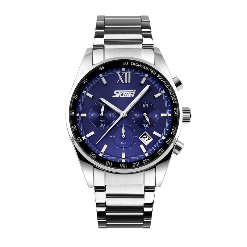 Đồng Hồ Nam Thời Trang SKMEI 9096 Dây Thép Chạy 6 Kim - HÀNG CHÍNH HÃNG[FULL BOX]