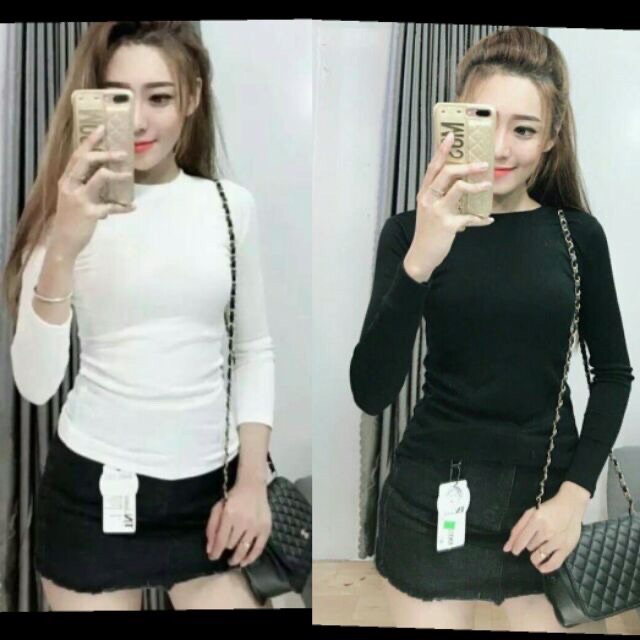 Xả áo body nữ cổ tròn dài tay 🌹áo thun nữ