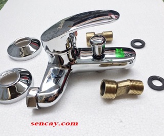 Củ sen tắm nóng lạnh đồng thau (không dây+tay+cài)