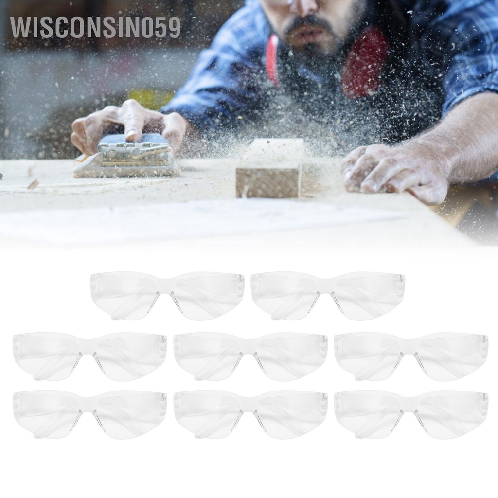 Wisconsin059 8pcs Safety Goggles Anti‑Impact Dustproof Eyes Protector for Riding Woodworking Construction Work