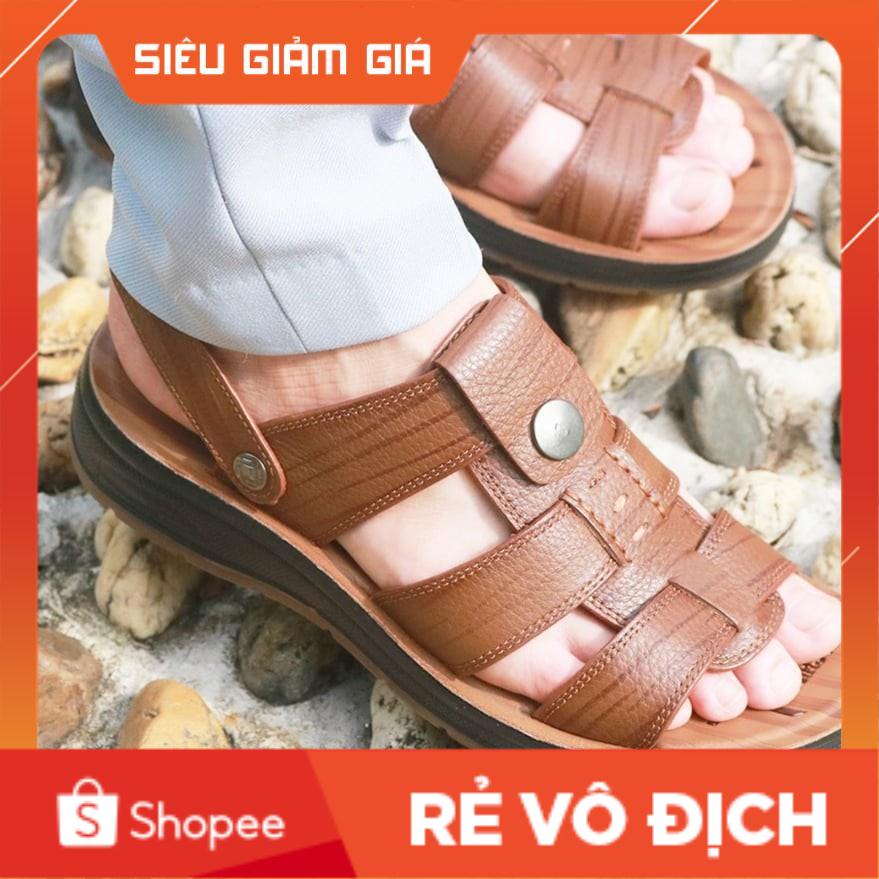 Dép Da Nam DA BÒ NGUYÊN TẤM-Sandal Nam Đế Cao-Tăng Cao 3.5cm-Dép Da Nam 2021 Thoáng Mát-Chất Lượng
