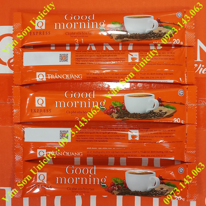 Thùng cà phê sữa Good morning Trần Quang 42 bịch 240g (12 gói dài * 20g)