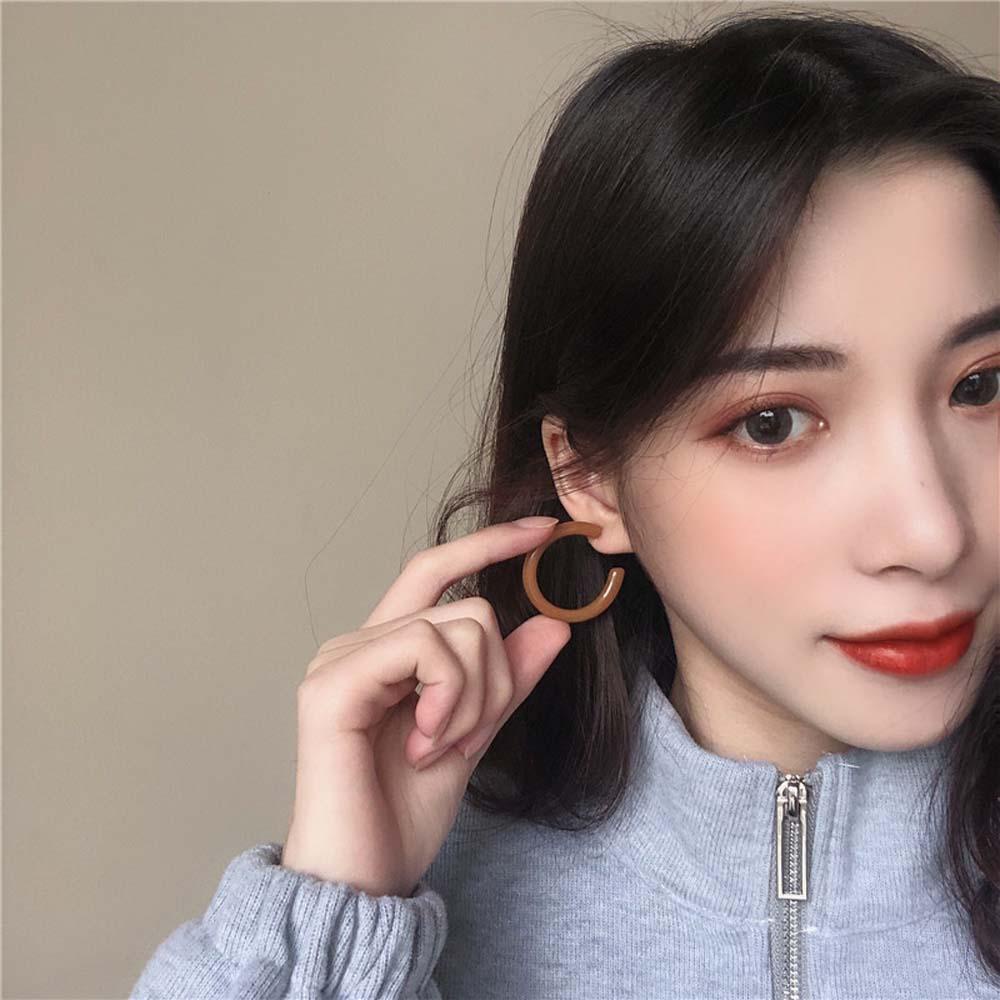 Bông Tai Tròn Bằng Nhựa Resin Phong Cách Hàn Quốc VANES1 Dành Cho Bạn Nữ