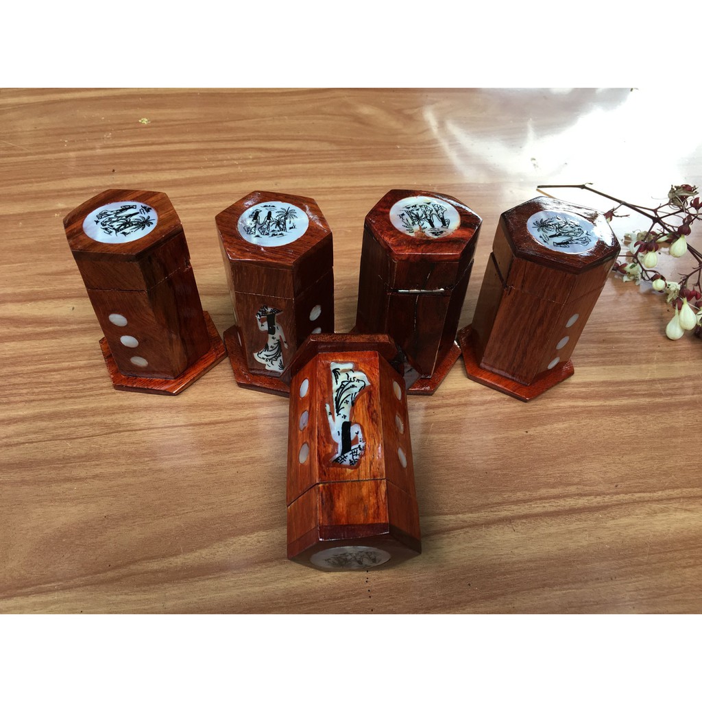 Lọ tăm lục giác cô gái khảm cao cấp