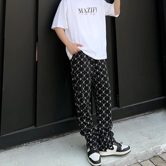 Quần dài ống suông nam MAZIFY, quần culottes in logo MZF