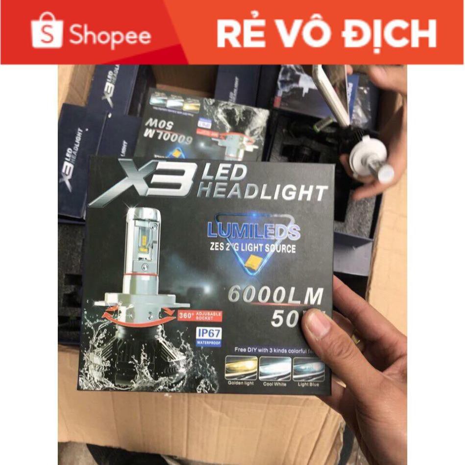 Bóng Led X3 siêu sáng 6000LM 50W .