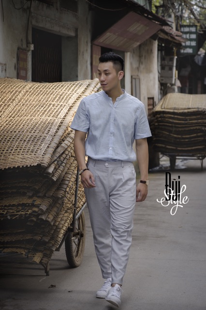 QUẦN BAGGY ĐŨI LINEN - Màu Ghi - Be Kem