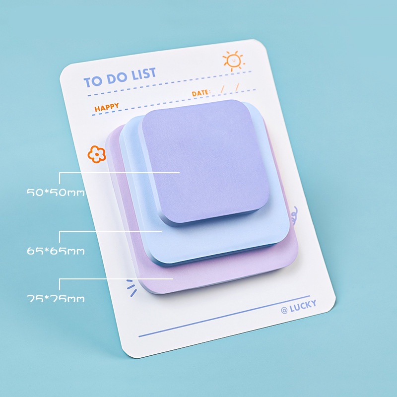 Set 90 Tờ Giấy Ghi Chú Hình Vuông 3 Kích Cỡ 3 Màu Sắc Tùy Chọn Tiện Dụng Cho Văn Phòng / Trường Học