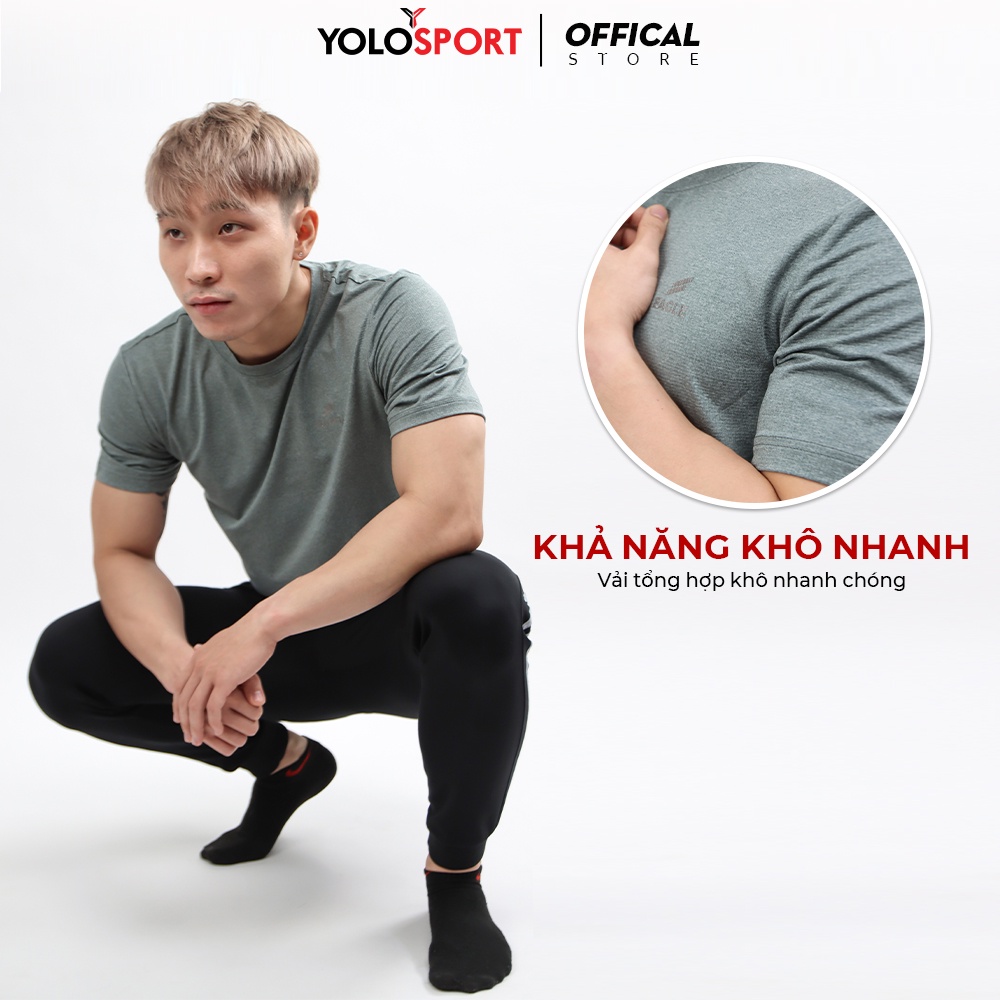 Áo Thun Thể Thao Nam Poly Caro In Eagle Pro Tập Gym Cổ Tròn Ngắn Tay Vải Thoáng Mát Co Giãn Nhiều Màu