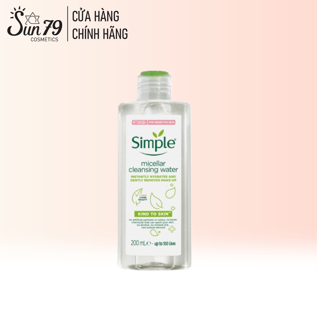 Nước Tẩy Trang Làm Sạch Da, Lành Tính, Dịu Nhẹ Simple Kind To Skin Micellar Cleansing Water 200ml