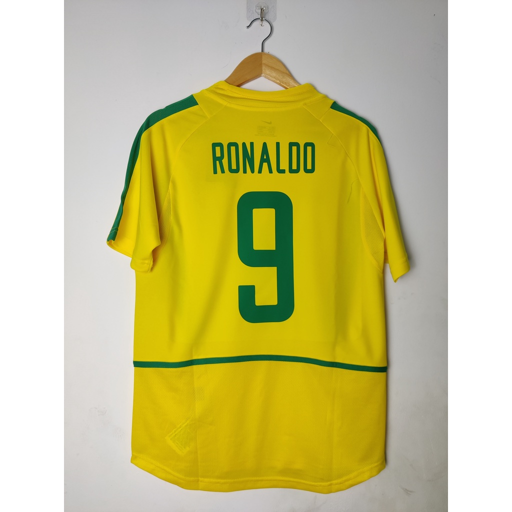 Áo Bóng Đá Cổ Điển Đội Tuyển Ronaldo Rivaldo Ronaldinho Kak R.Carlos Brazil 2002