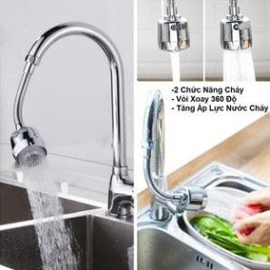 Đầu Vòi rửa chén Tăng Áp công tắc mạ inox sáng bóng