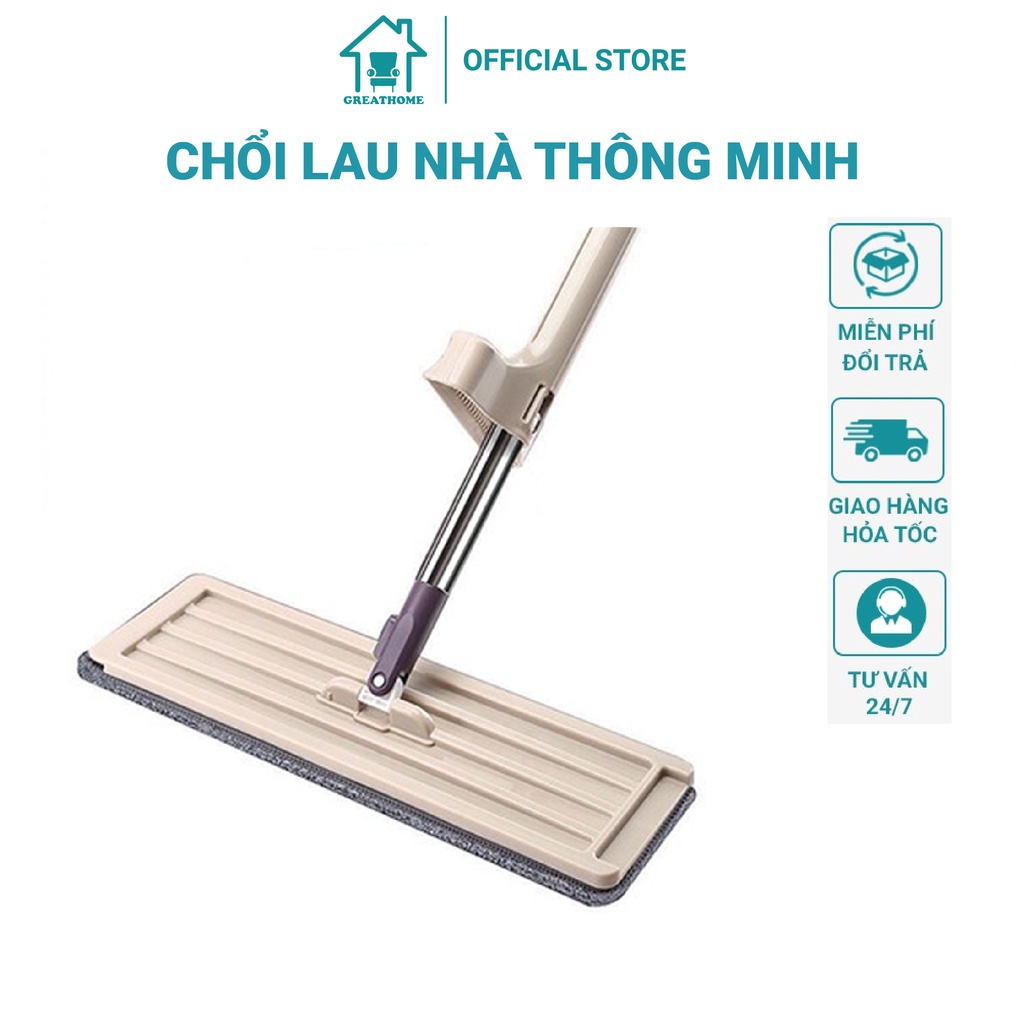 Cây lau nhà tự vắt thông minh, Chổi lau tự vắt với đầu xoay 360 độ tiện dụng CLN-M1