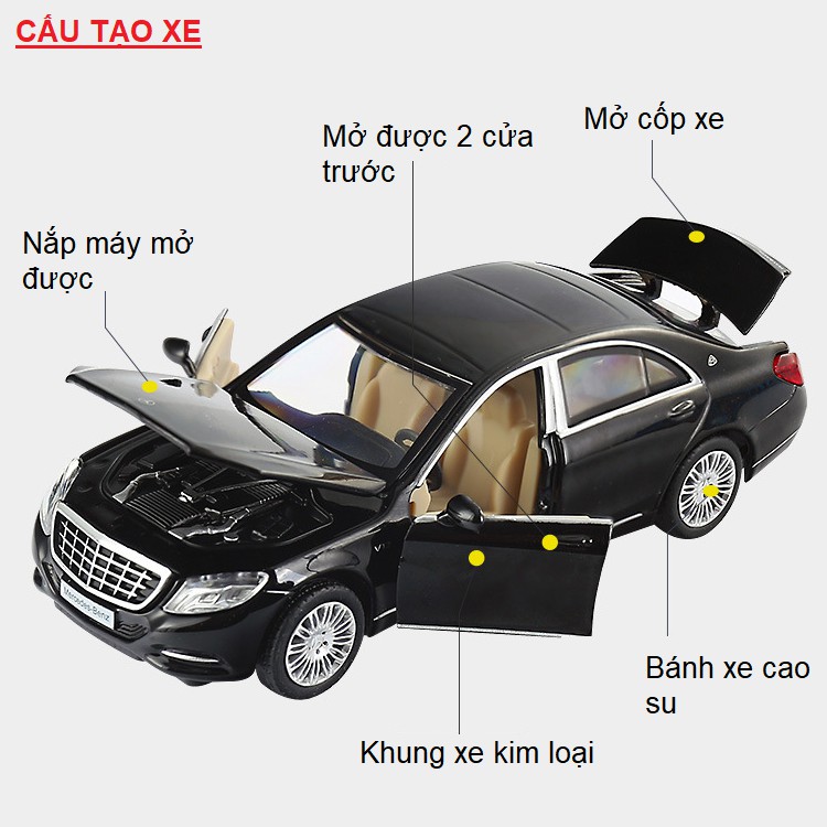 Mô hình xe ô tô RMZ Mercedes Benz S600 bằng kim loại mở được 2 cửa tỉ lệ 1:36