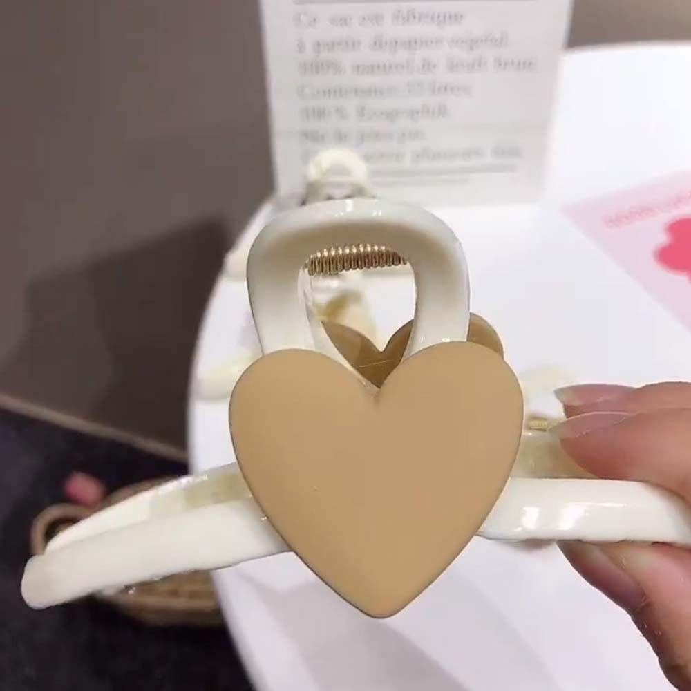 Kẹp Tóc Hình Trái Tim Màu Đen / Be Thời Trang Hàn Quốc Xinh Xắn Cho Nữ WMES15H