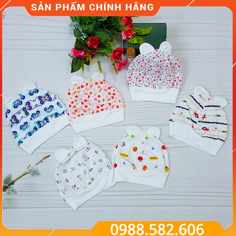 Mũ Chụp Sơ Sinh Hoa 100% Cotton Thoáng Mát - Đội Được Cả Mùa Đông Và Mùa Hè - SP000600