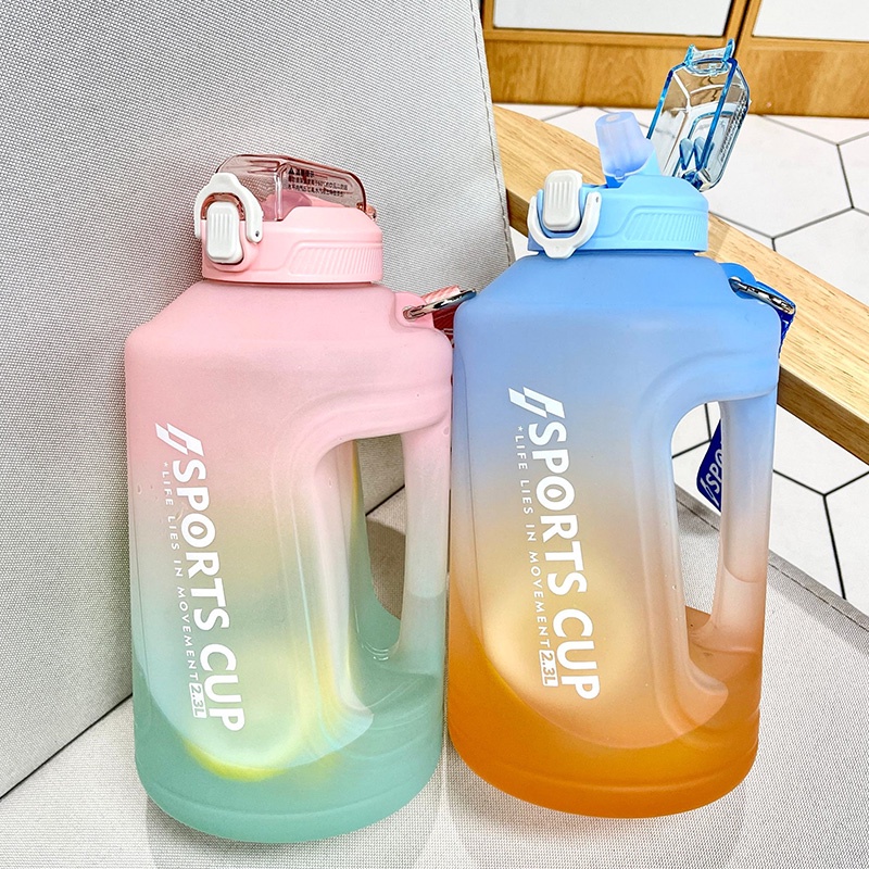 Bình Nước Thể Thao Ngoài Trời Không BPA Cỡ 1.5L/2.3L Có Ống Hút Tiện Dụng