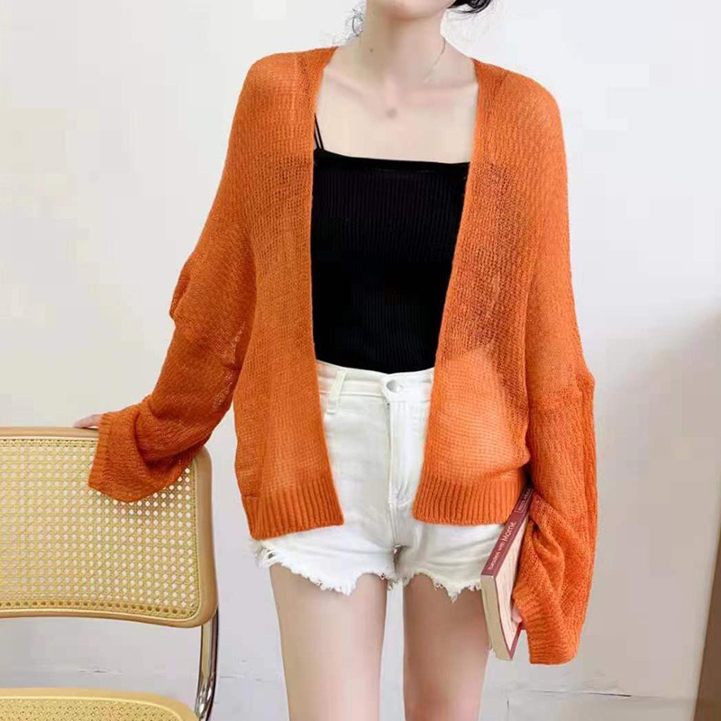 Áo Khoác Cardigan Dệt Kim Dáng Rộng Màu Sắc Xinh Xắn Cho Nữ