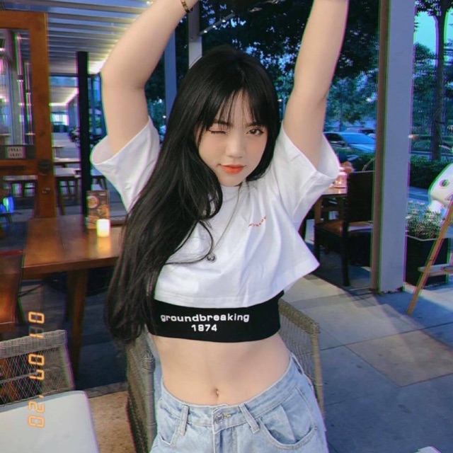 set áo croptop in chữ thời trang cho nữ