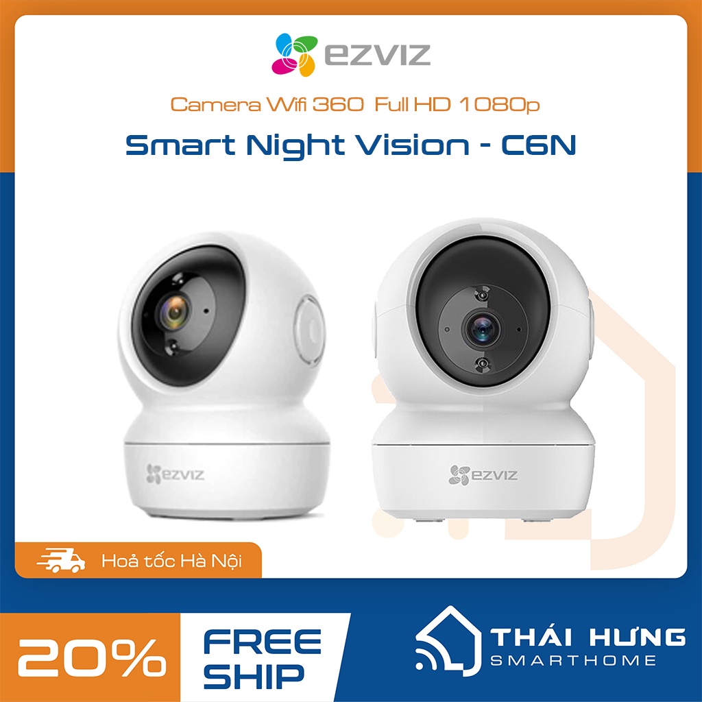 Camera Wifi 360 Ezviz Full HD 1080p bản 2019 - Smart Night Vision - C6N