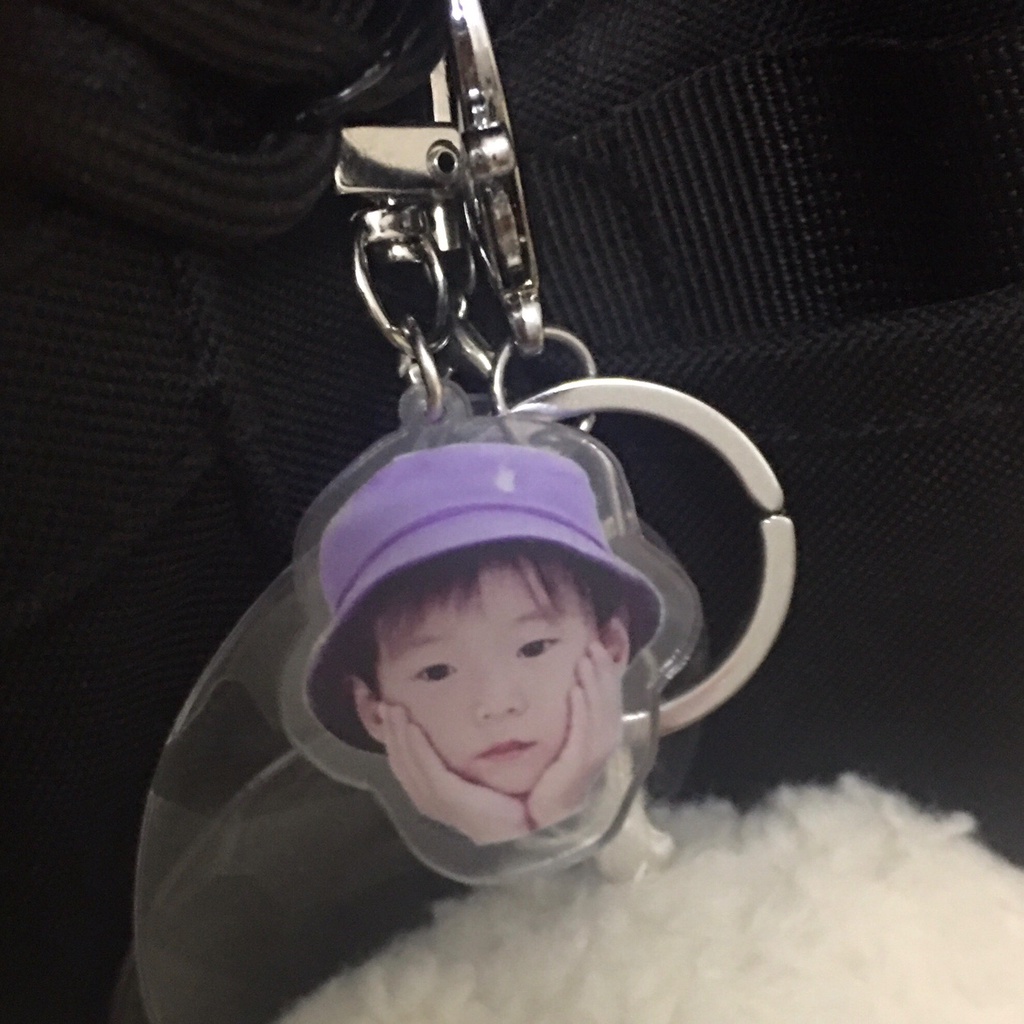 Móc khóa acrylic mặt hình ảnh đầu thành viên nhóm nhạc NCT Dream Jisung thời nhỏ hoạt hình treo túi xách điện thoại
