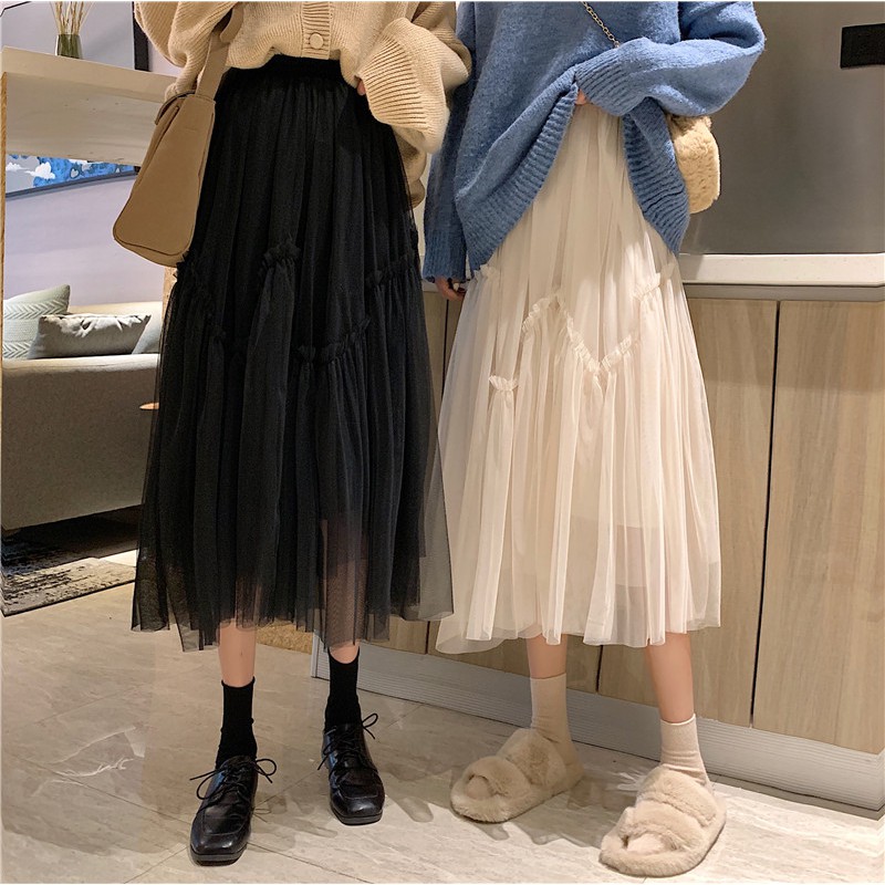 Xiaozhainv Chân váy lưới Midi thời trang nữ | BigBuy360 - bigbuy360.vn