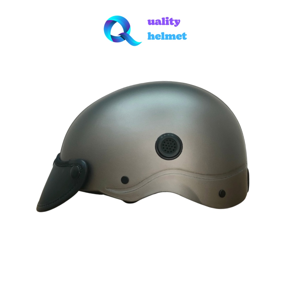Mũ bảo hiểm nón sơn nửa đầu 1/2 cao cấp màu xám có lỗ thông gió hàng chính hãng