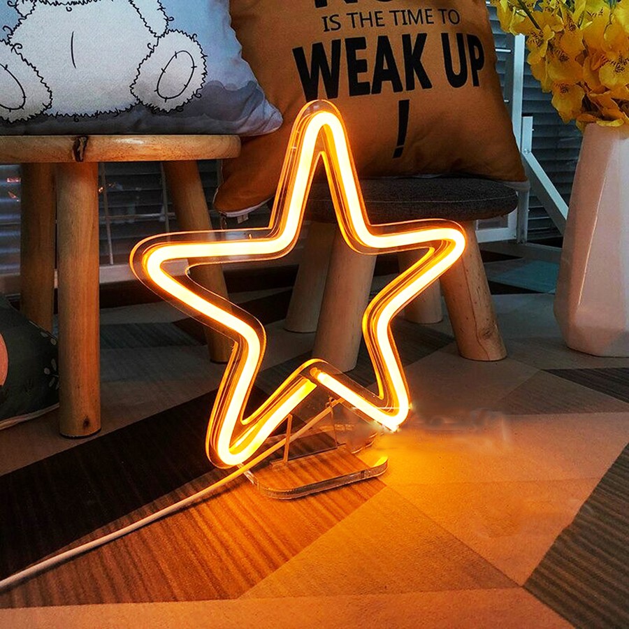 Ngôi sao đèn led neon sign, Món quà í nghĩa trang trí phòng, nhà đa dạng màu sắc