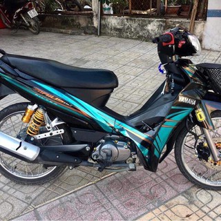 Tem trùm xe sirius xanh đen, độ team dán phủ decal xe máy spark giá rẻ đẹp