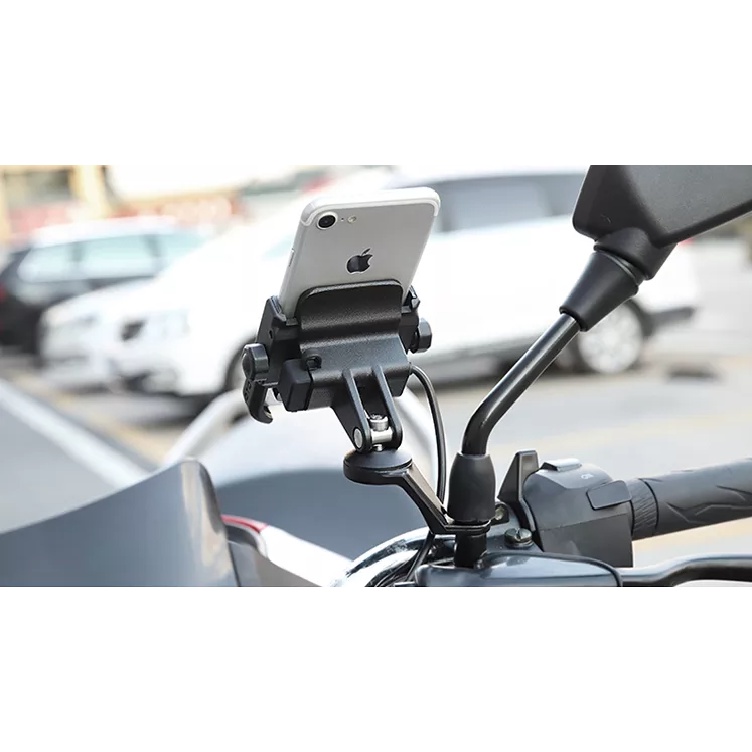 Giá đỡ sạc Motowolf gắn điện thoại trên xe máy, chất liệu hợp kim nhôm chống rung, chống giựt