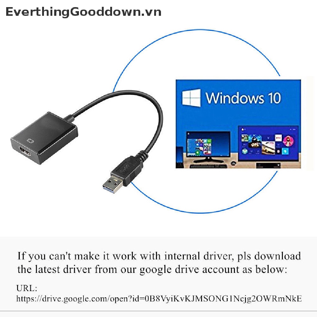 Bộ ChuyểN ĐổI Âm Thanh / Video USB 3.0 Sang Vga Cho Windows 7 / 8 / 10 PC 1080P