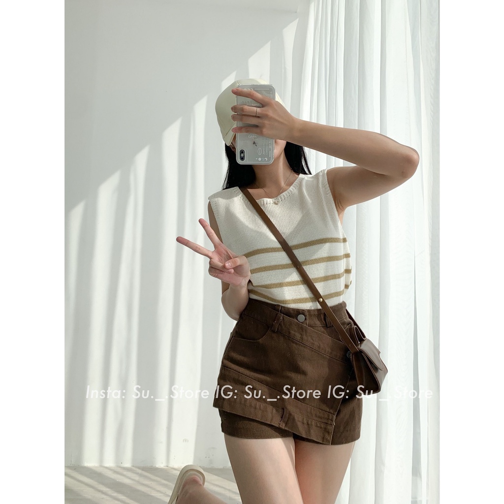 Áo len sát vai kẻ tag Nancy A2360 SUSTORE