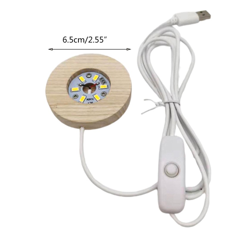 Giá đỡ đèn ngủ hình tròn bằng gỗ có đèn LED