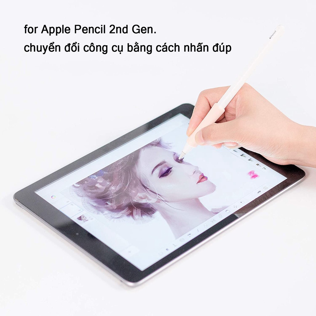 Set 2 vỏ bọc silicone chống trượt cho bút cảm ứng Apple Pencil 1 &amp; 2 Grip Holder