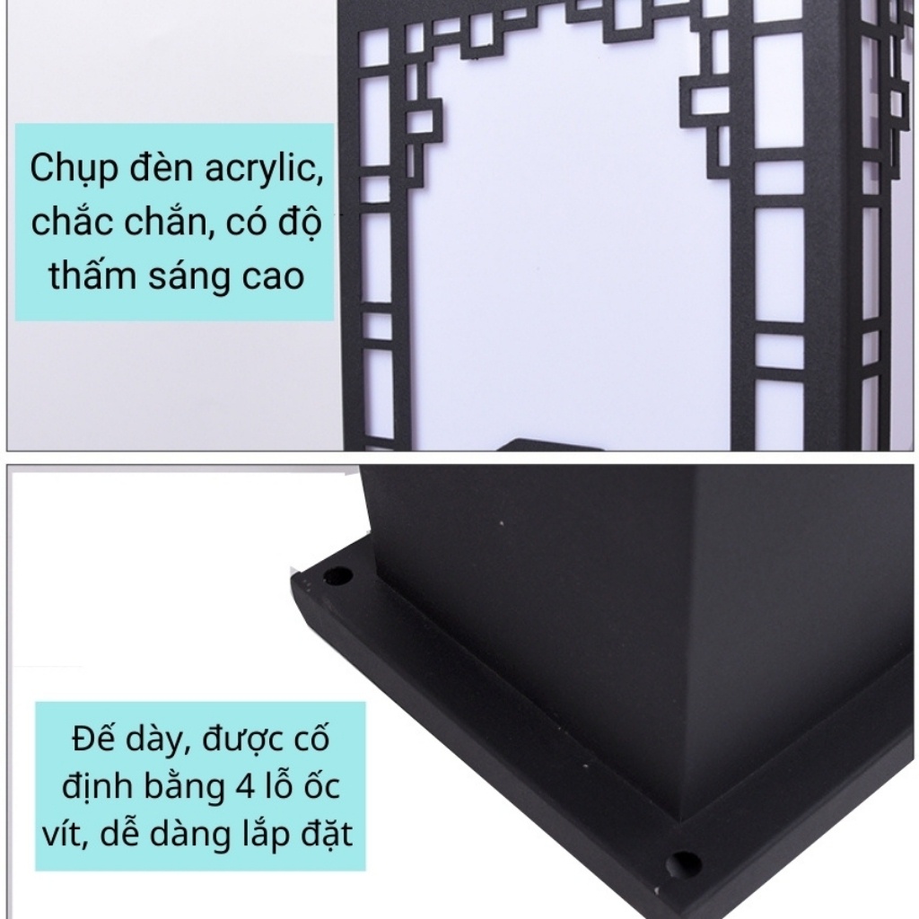 Đèn năng lượng mặt trời, đèn trụ cổng trang trí sân vườn, nhà cửa mẫu mới hot nhất 2021,có điều khiển, cảm biến ánh sáng