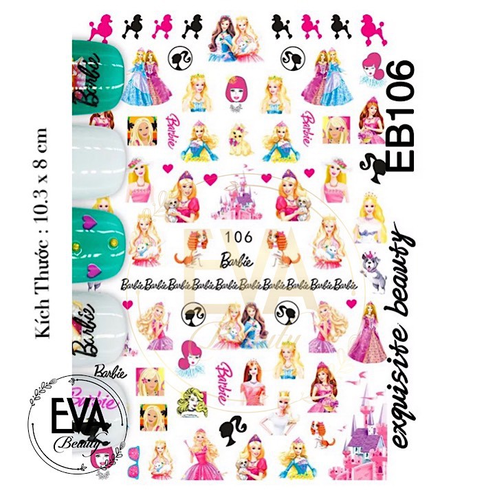 Decal Dán Móng Tay 3D Nail Sticker Hoạ Tiết Hoạt Hình Búp Bê Barbie EB106