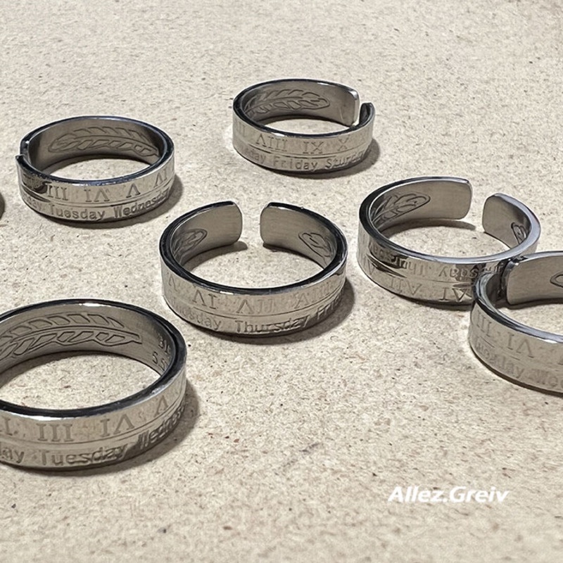 Nhẫn Thép Titan Khắc Chữ Số La Mã Sáng Tạo Thời Trang
