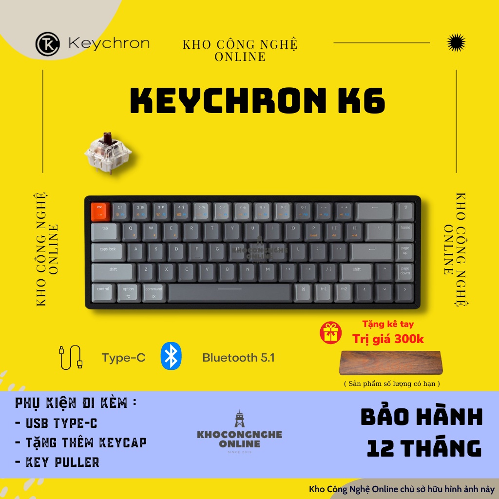 Keychron k6 Hotswap - Bàn phím cơ Keychron K6 RGB - Case nhôm