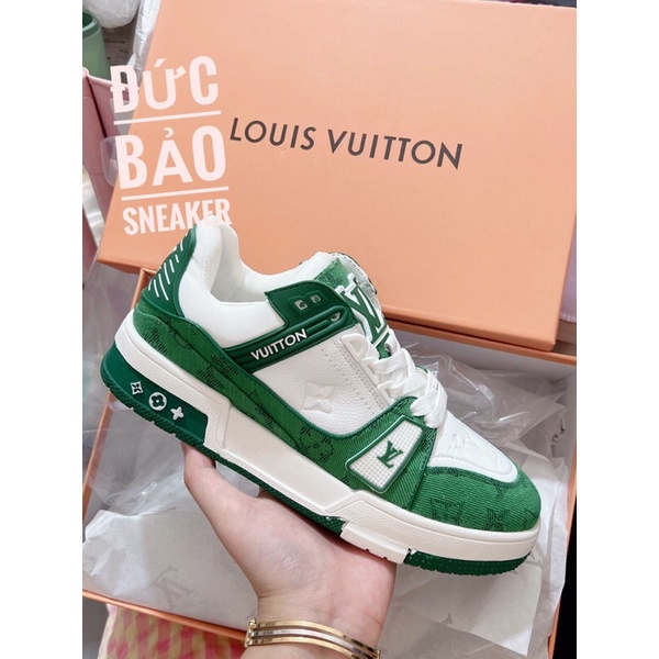 Giày louis vuitton siêu cấp xanh lá cổ thấp . Giày LV nam nữ kèm hộp