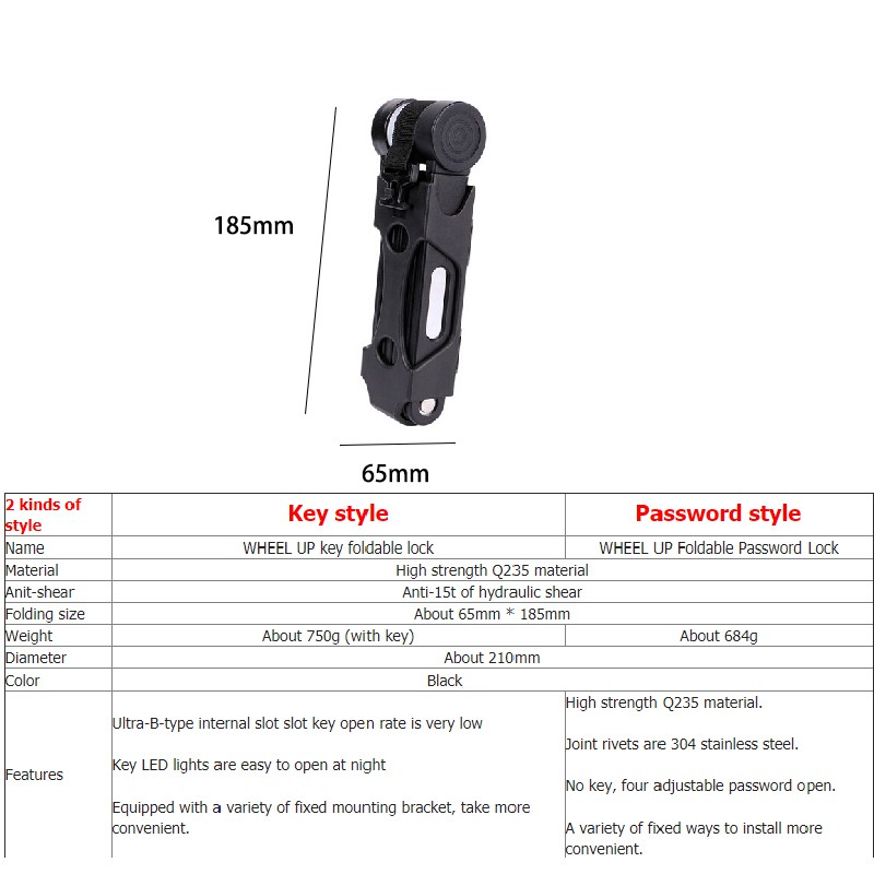 Ổ Khóa Xe Đạp Chống Trộm Bằng Hợp Kim Thép Có Thể Gập Lại Tiện Dụng