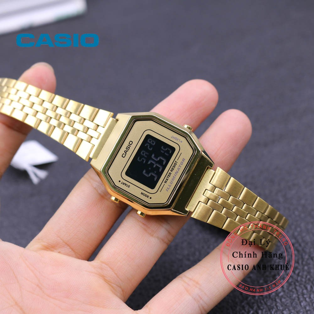 Đồng hồ điện tử nữ Casio Vintage LA680WGA-1BDF dây kim loại