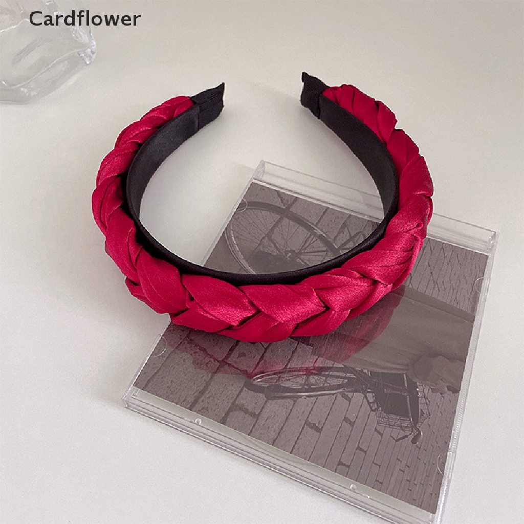 &lt; Cardflower &gt; Băng Đô Bện Tóc Bản Rộng Màu Trơn Thời Trang Đang Giảm Giá