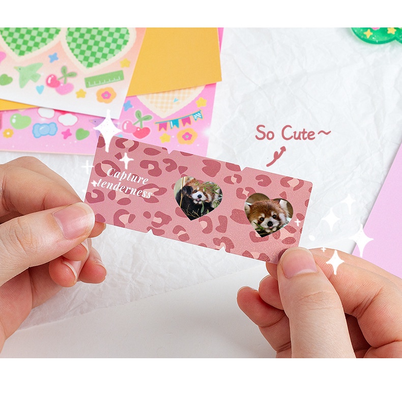 Peach 1Pcs Cute laser sweet glow heart stickers Journal Scrapbook Decor Sticker