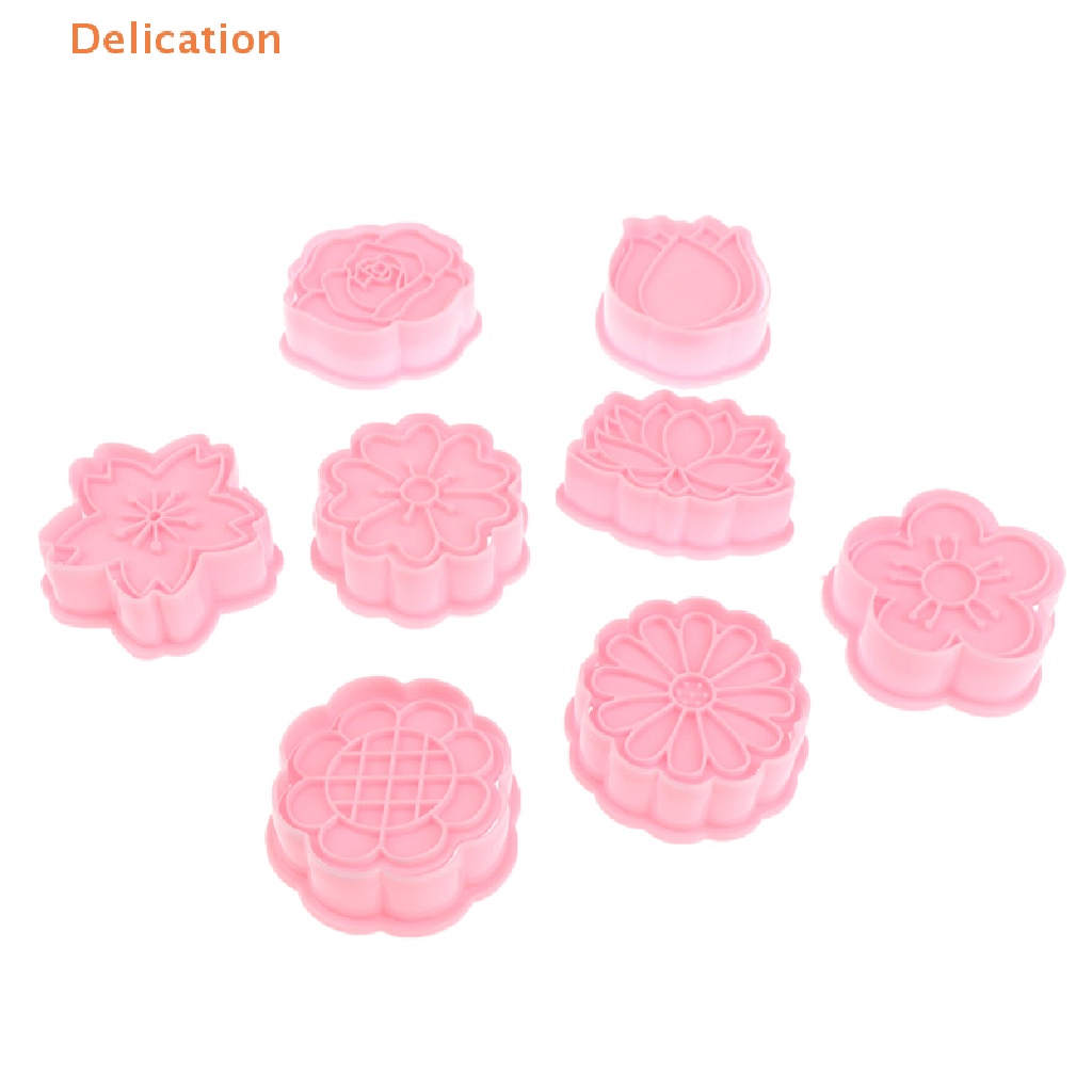 Set 8 Khuôn Nhựa Làm Bánh Quy Dạng Nhấn Hình Hoa Hoạt Hình 3D