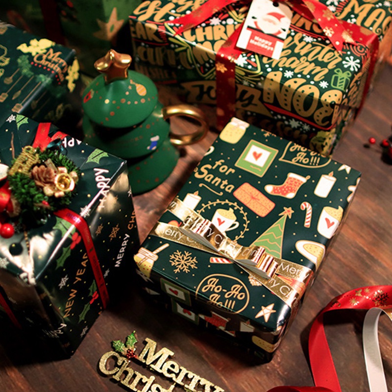 Cuộn Giấy Gói Quà Giáng Sinh 70 * 50cm Họa Tiết Hoa Tuyết / Tuần Lộc