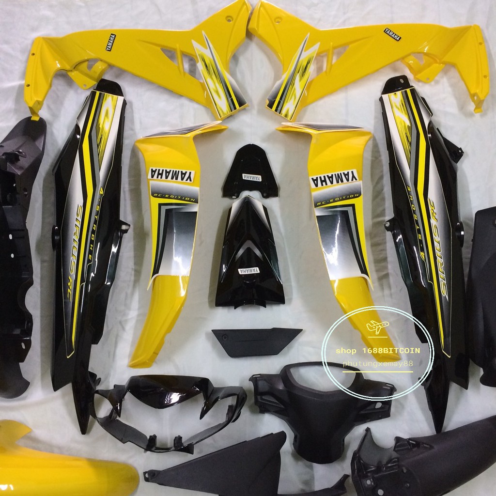 Bộ nhựa SIRIUS RC - dàn áo xe sirius màu Vàng Đen nhựa nguyên sinh loại 1+Tặng Kèm Tem