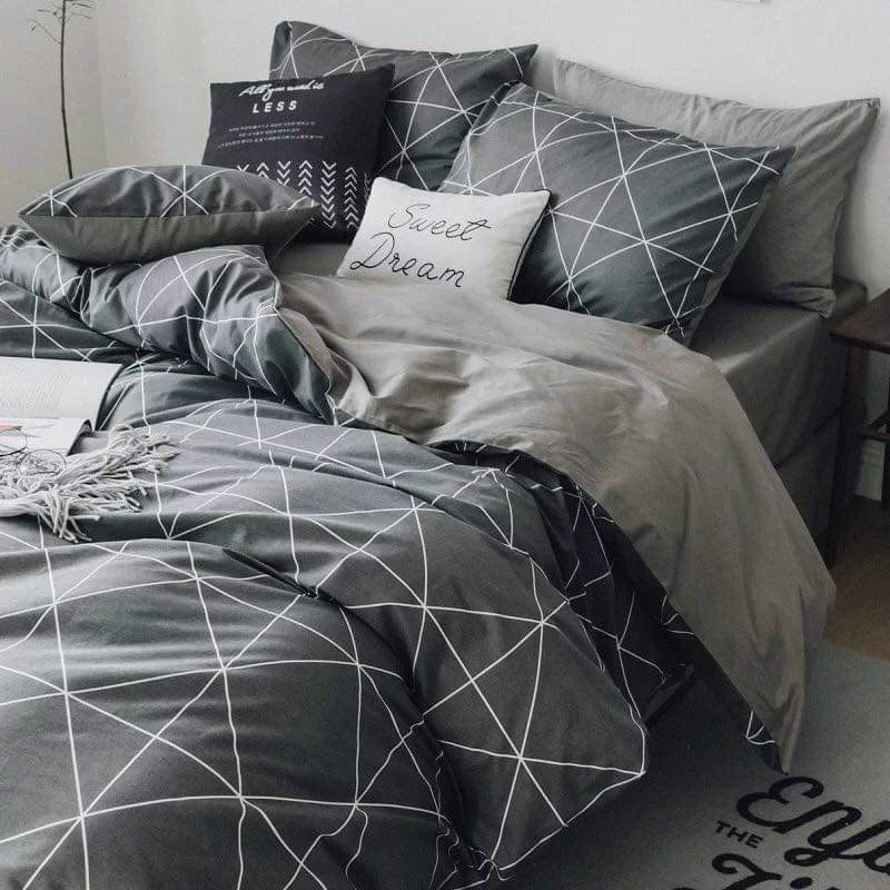 Bộ Chăn Ga Gối Cotton Poly Nhập Khẩu- Kẻ Ô Vuông