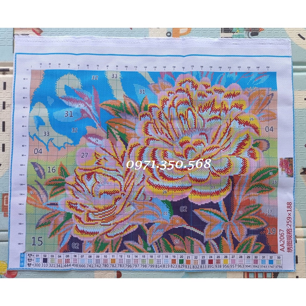 Tranh thêu chữ thập Hoa mẫu đơn AA2067-75x55cm